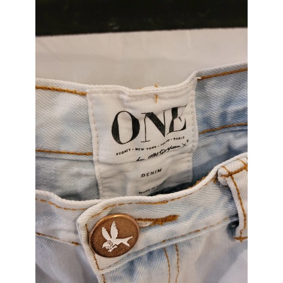 One Teaspoon Super Baggies Low Waist Tapered Light Wash Distressed Size 25 - Picture 2 of 5